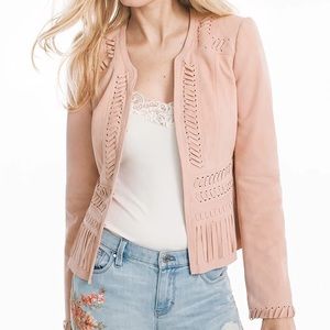 WHIPSTITCH AND FRINGE SUEDE JACKET